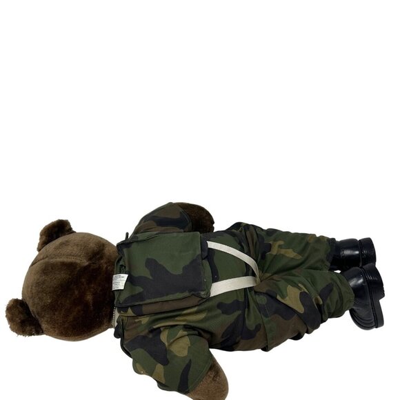 Vintage 1986 U.S. Army Camouflage Teddy Bear 20in With Dog Tags and  Boots READ - Picture 6 of 11